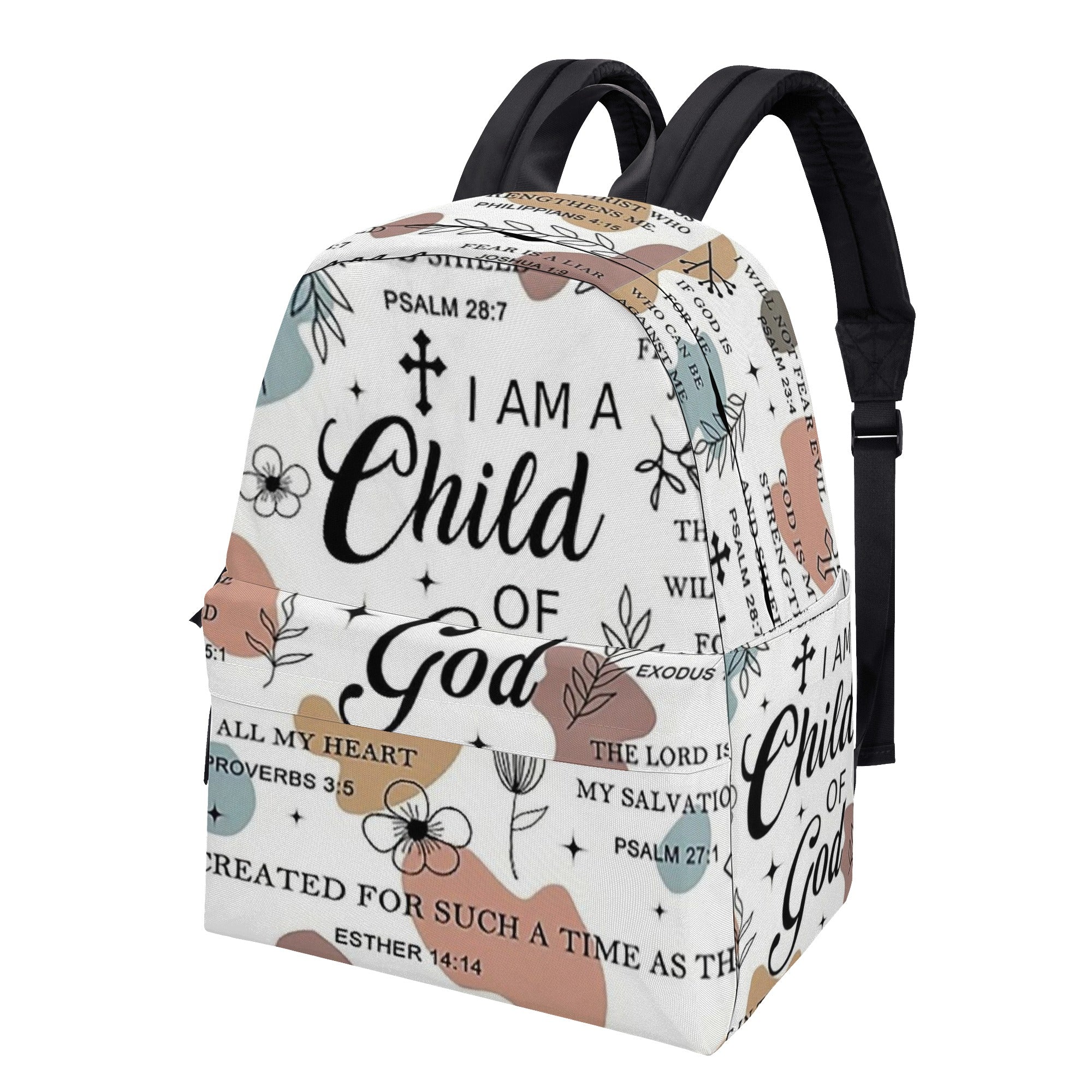 I Am a Child of God Backpack, Christian Bible Verse Backpack, Faith-Based Inspirational Backpack, Scripture Collage School Bag, Religious Gift.PLAF52
